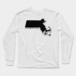 Black Massachusetts Outline Long Sleeve T-Shirt